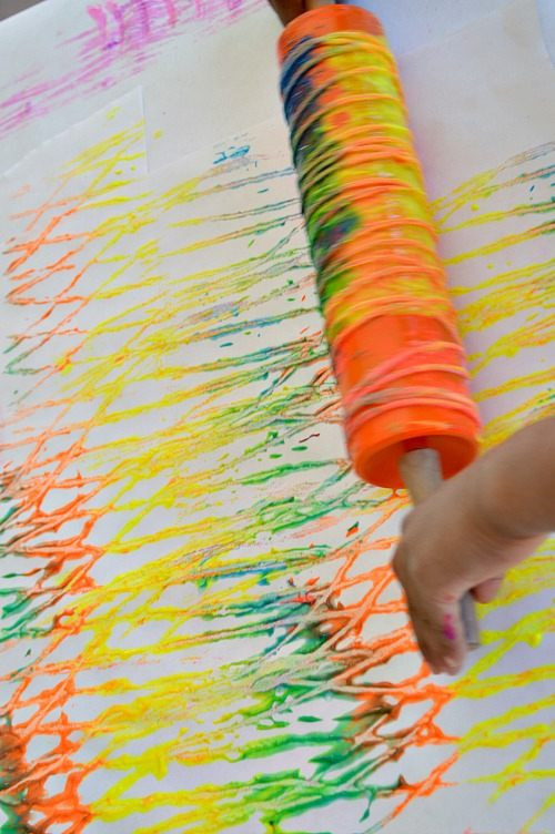 Art Projects For Little Kids
 Art Activities for kids Rolling Pin Yarn Prints