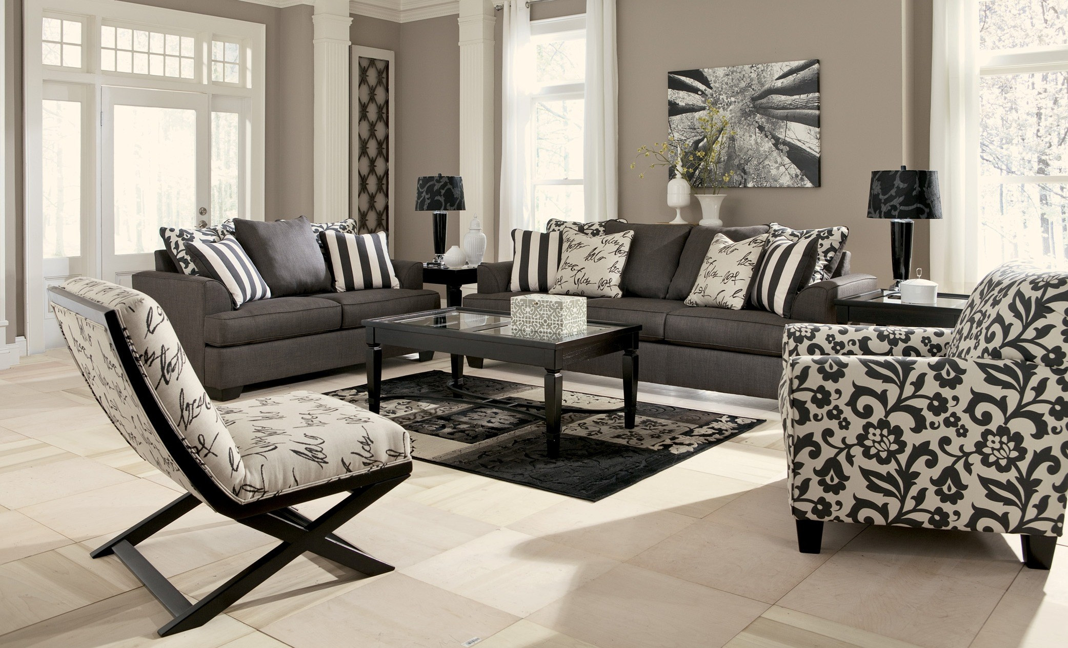 Ashley Living Room Chairs
 Levon Charcoal Living Room Set from Ashley