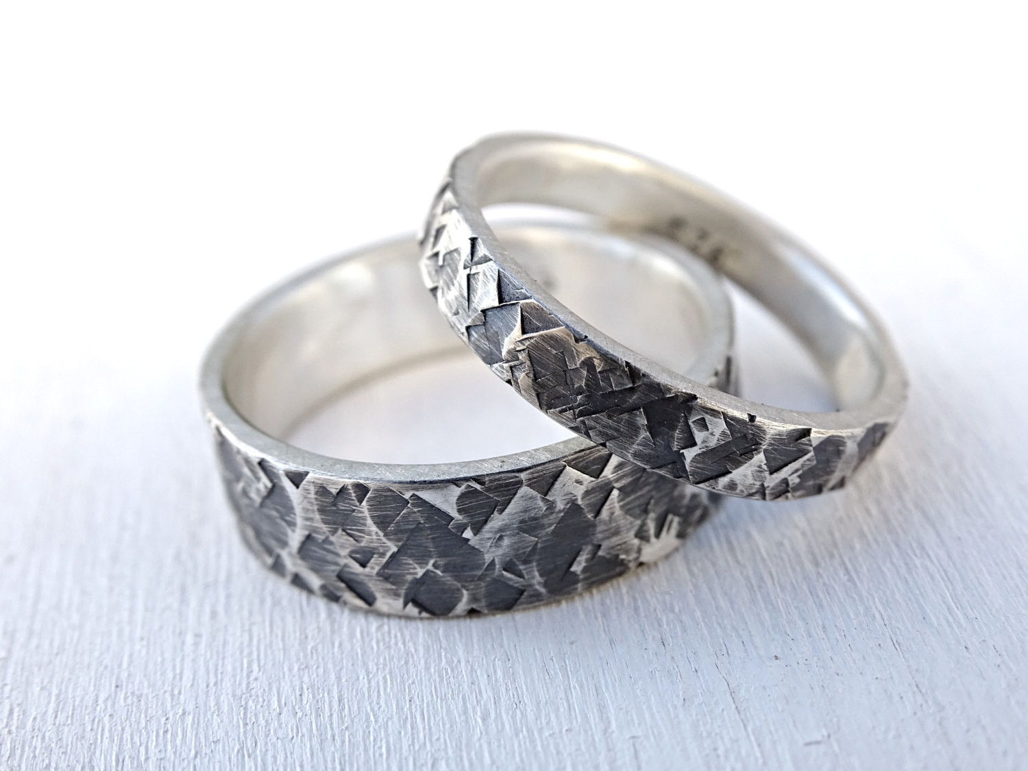 Awesome Wedding Rings
 silver wedding rings unique wedding ring set square pattern
