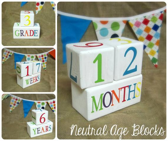 Baby Age Blocks DIY
 Child Baby Age Blocks Handmade Prop Monthly Colors