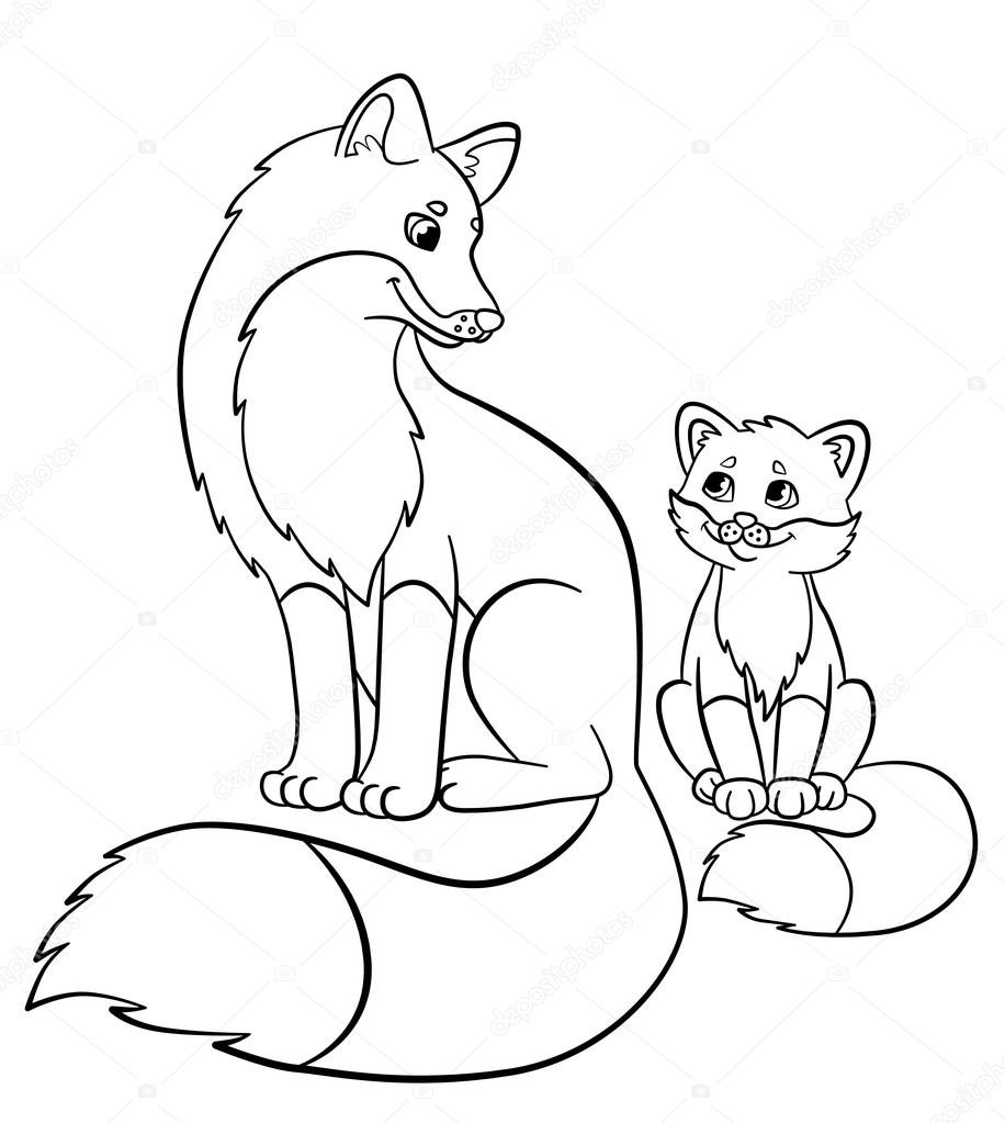 Baby Animal Coloring Page
 Coloring pages Wild animals Mother fox with her little