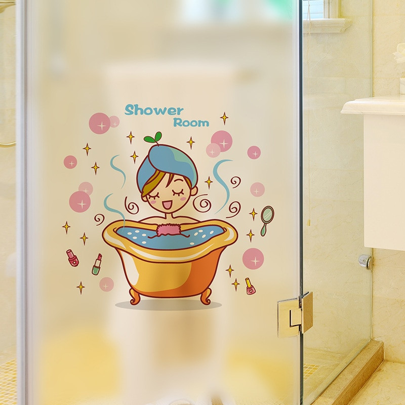 Baby Bath Decor
 Pretty Girl Bathing Wall Decal Baby Shower Wall Sticker