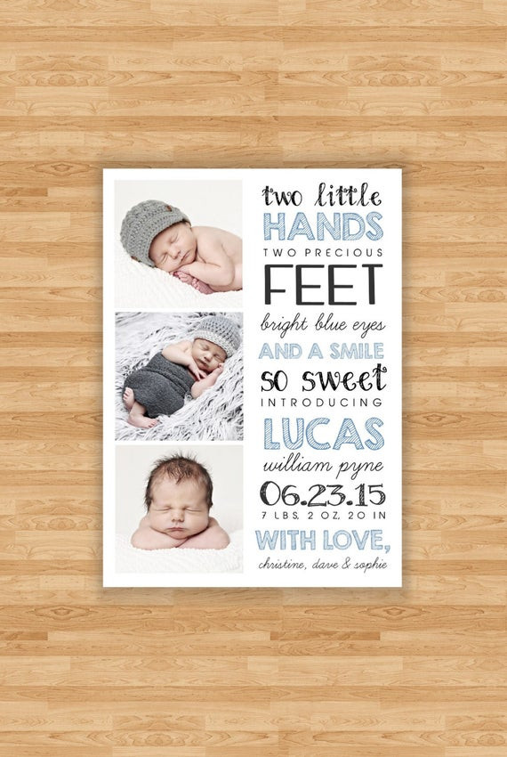 Baby Birth Quote
 Baby Boy Birth Announcement Two Little Hands Quote Design