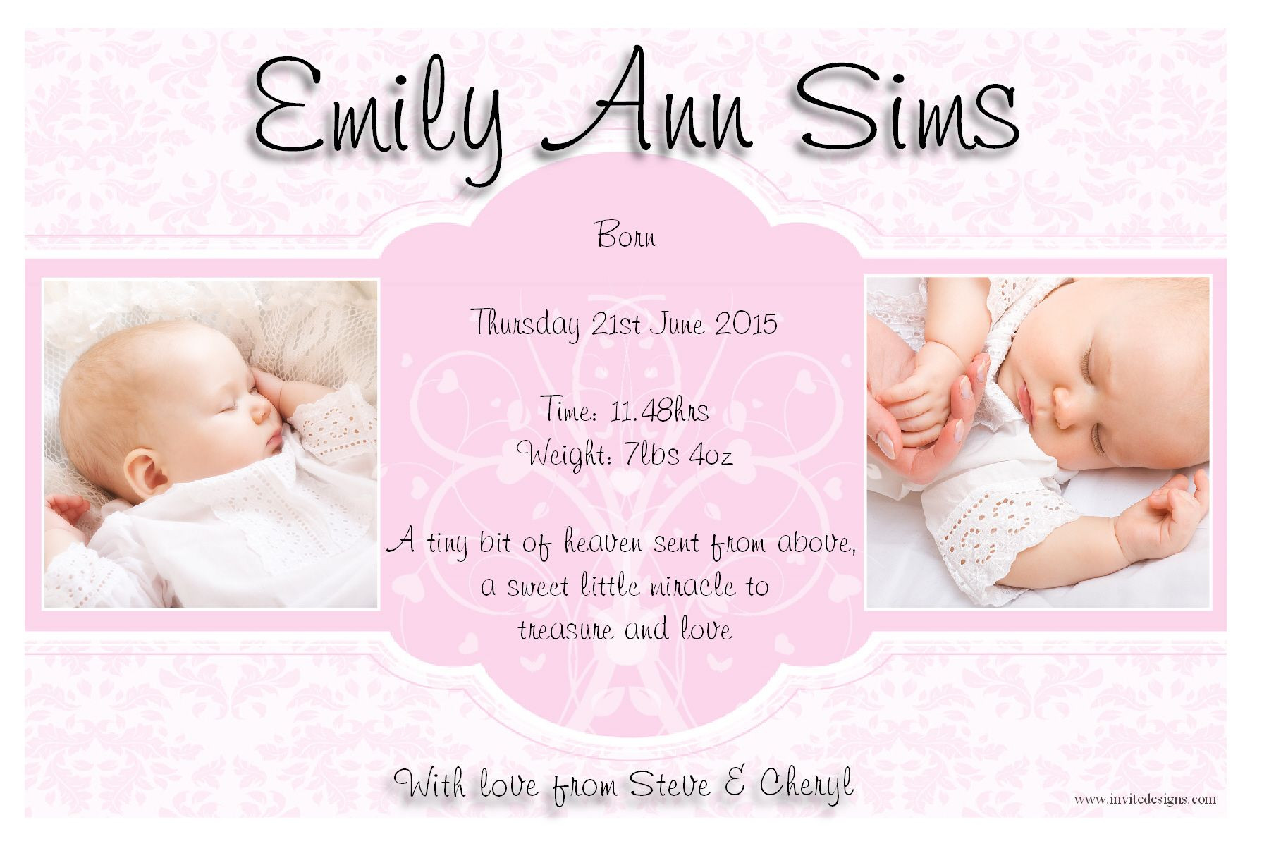 Baby Birth Quote
 Baby Girl Announcement Quotes QuotesGram