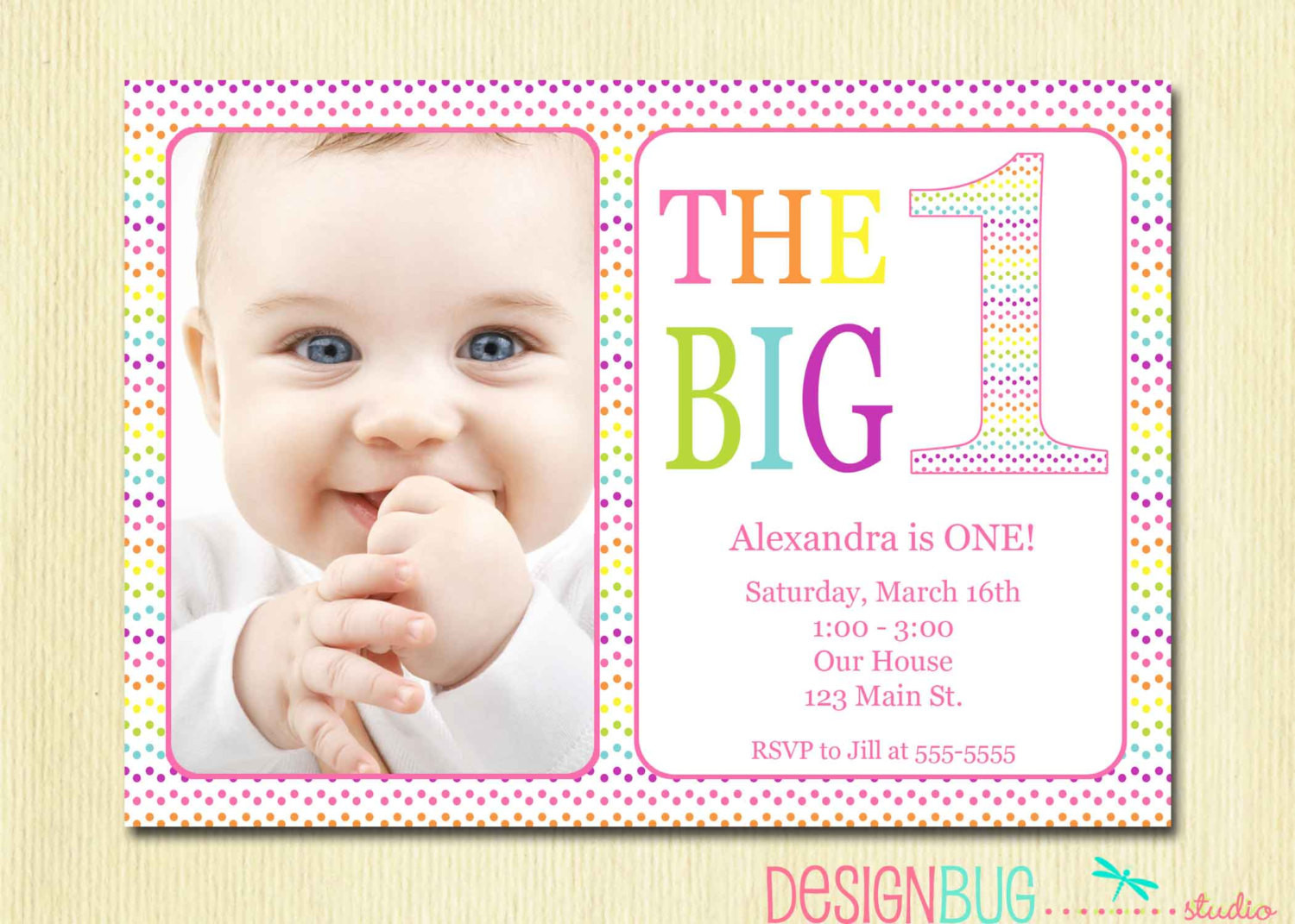 Baby Birthday Invitations
 Rainbow First Birthday Invitation Baby Girl DIY