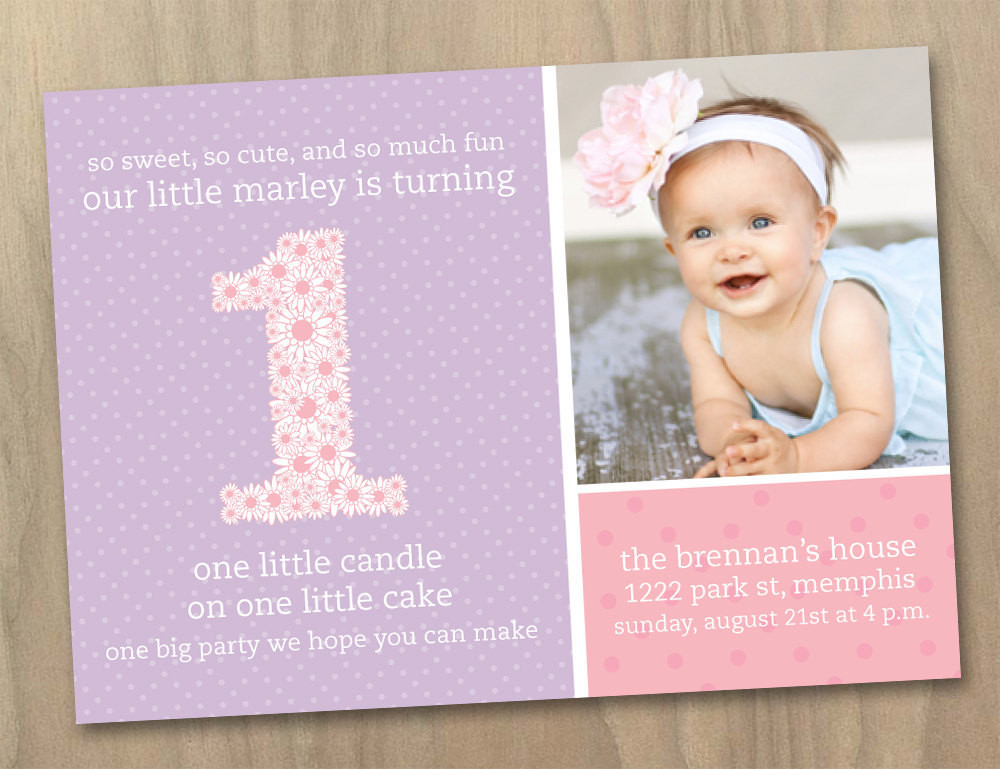 Baby Birthday Invitations
 Baby Girl First 1st Birthday Invitation Pink and