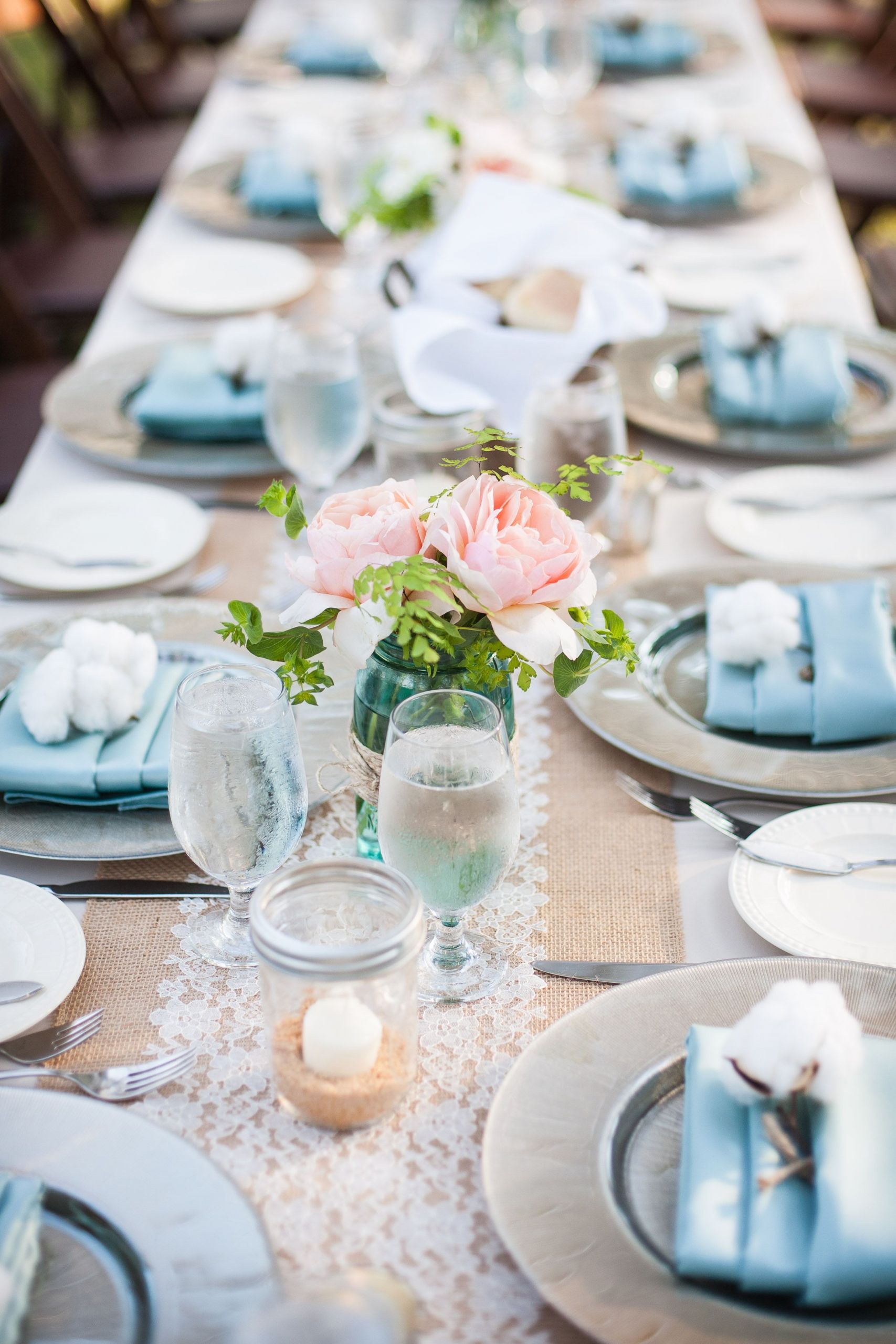 Baby Blue Wedding Decor
 Burlap and Lace Wedding and Party Ideas