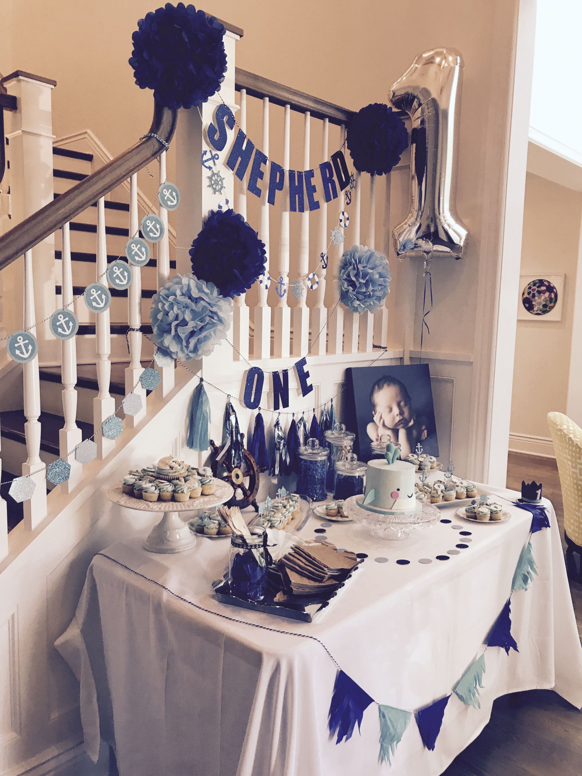 Baby Boy First Birthday Party Decorations
 Dessert table for baby s first birthday