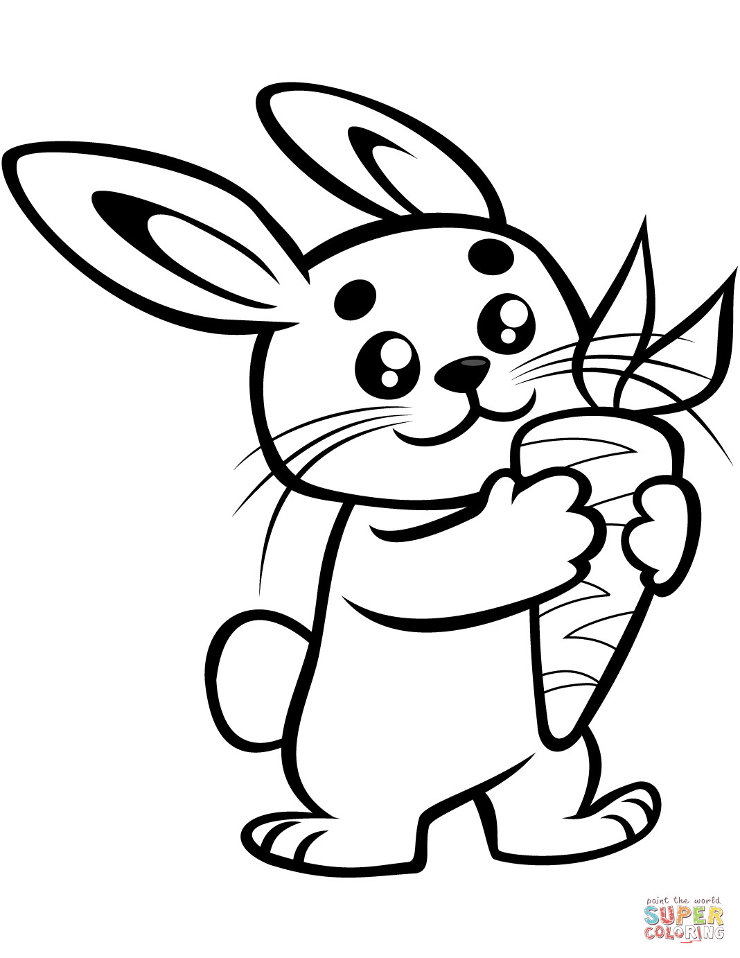 Baby Bunny Coloring Page
 Cute Baby Bunny with a Carrot coloring page