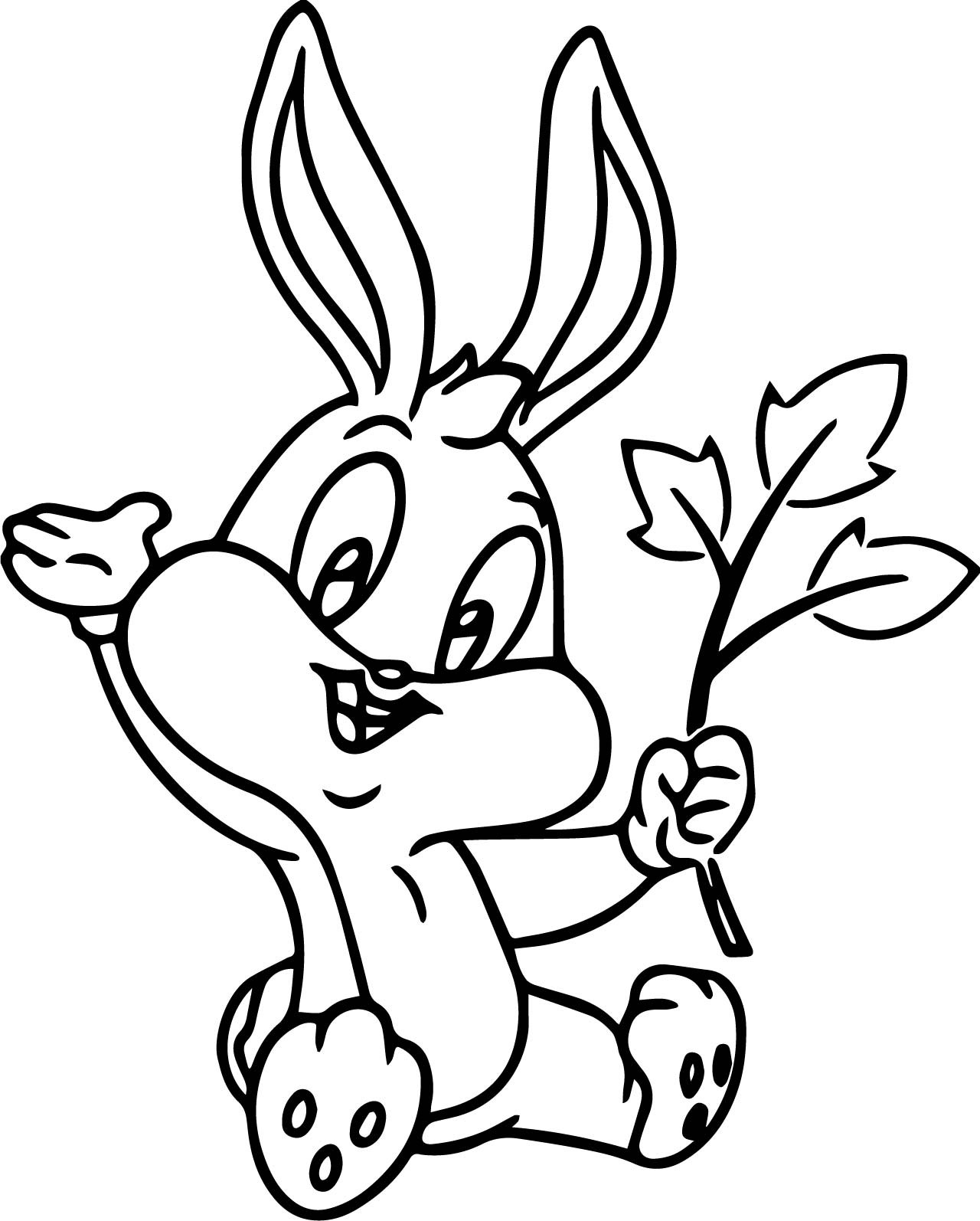 Baby Bunny Coloring Page
 Baby Bugs Bunny Flower Coloring Page