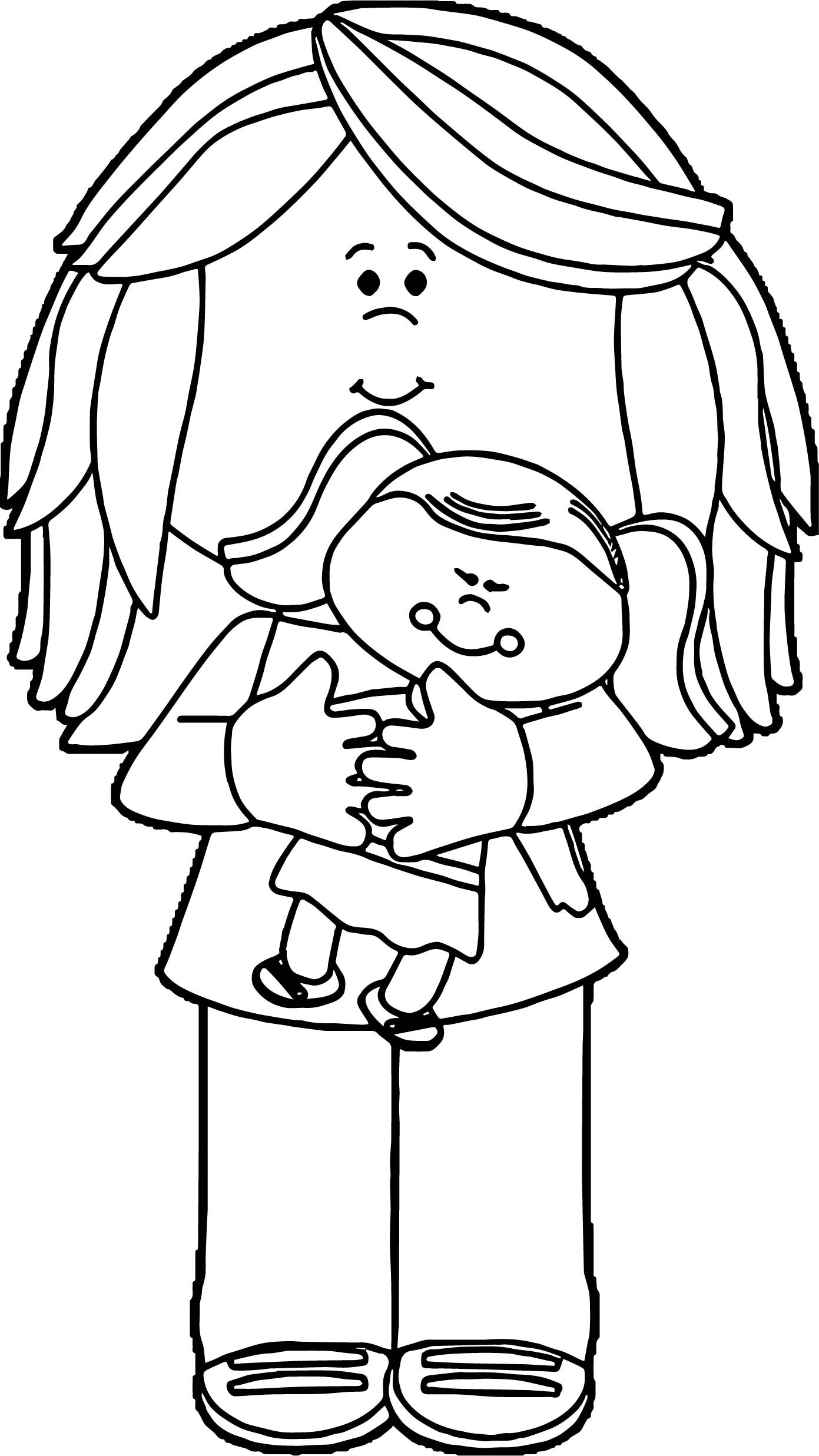 Baby Doll Coloring Pages
 Little Girl Holding Baby Doll Coloring Page