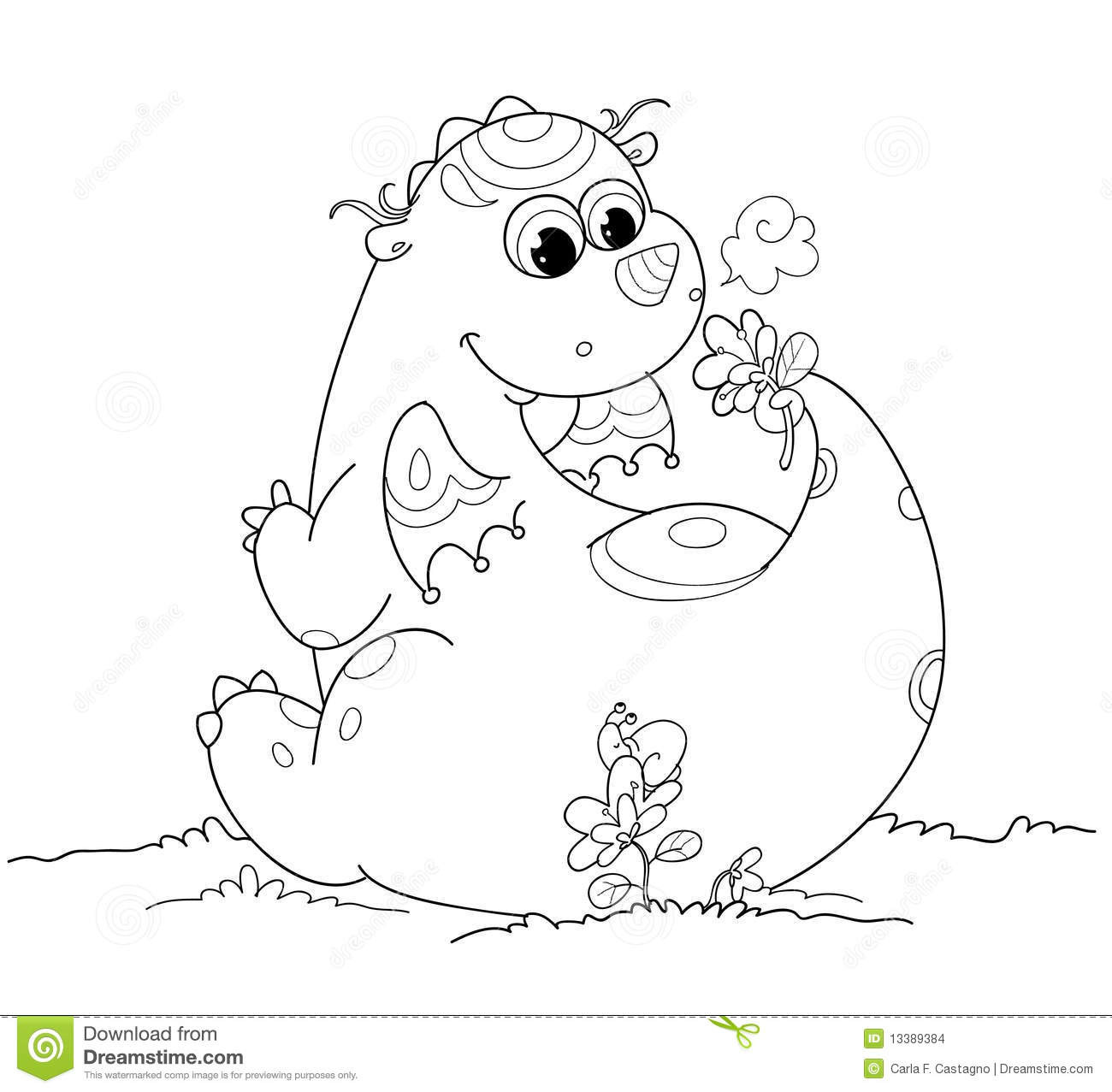 Baby Dragon Coloring Page
 Cute Coloring Baby Dragon Stock Image