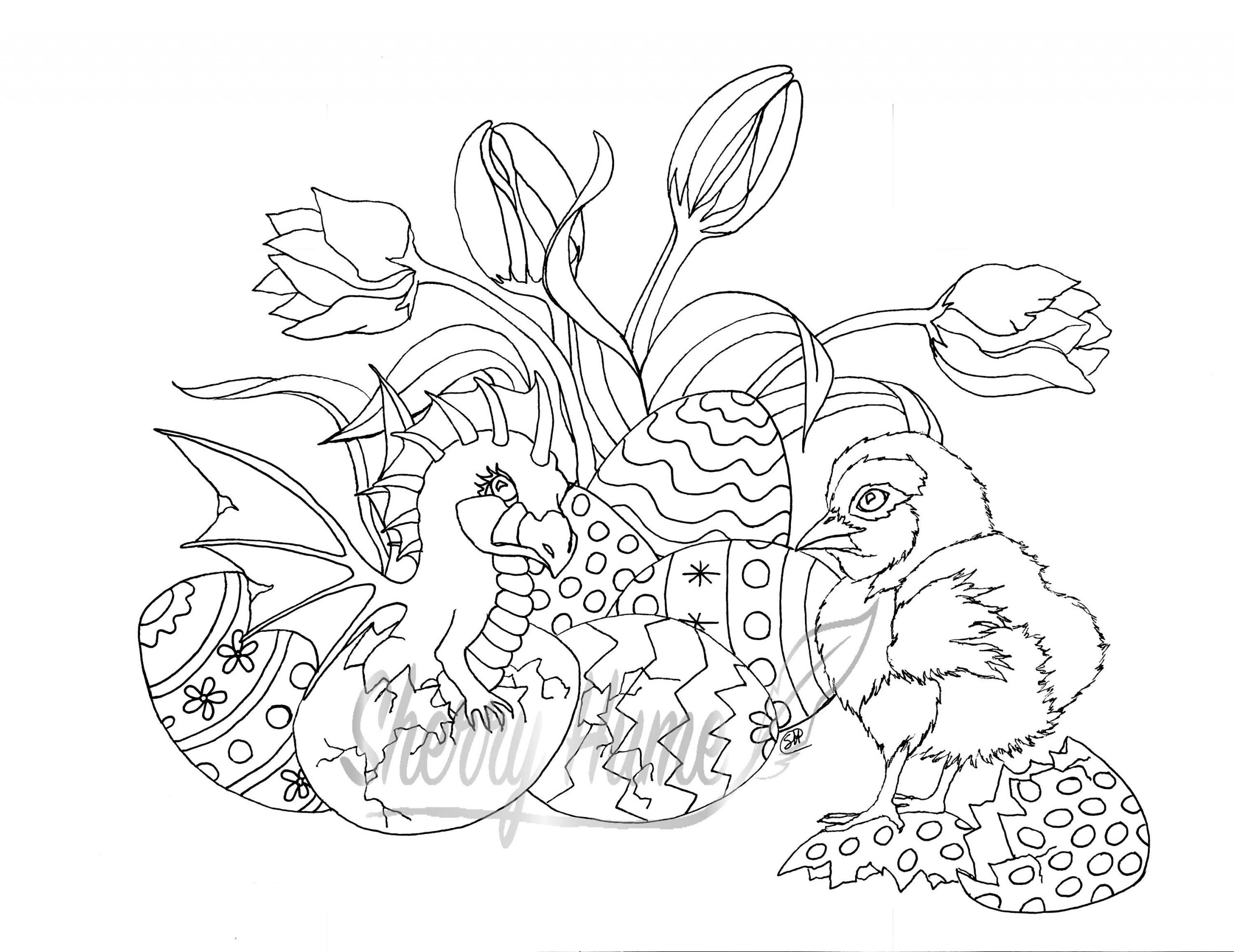 Baby Dragon Coloring Page
 Have fun colouring this cute Baby Dragon and Chick and
