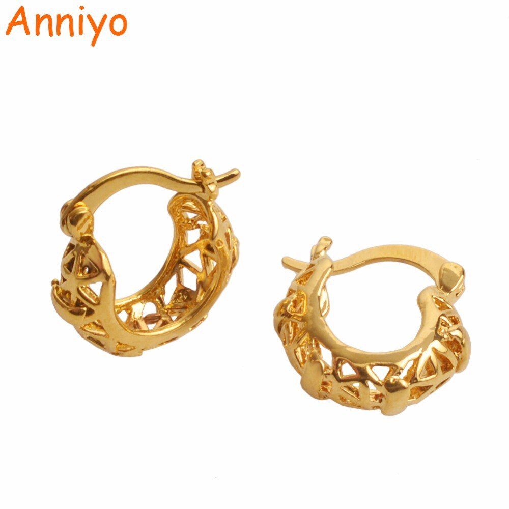 Baby Earrings Gold
 Anniyo SMALL SIZE Metal Earrings for Girls Baby Gold Color