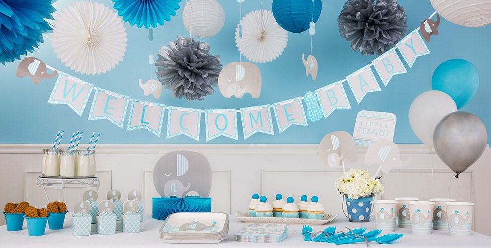 Baby Elephant Party Supplies
 Blue Baby Elephant Baby Shower Party Supplies