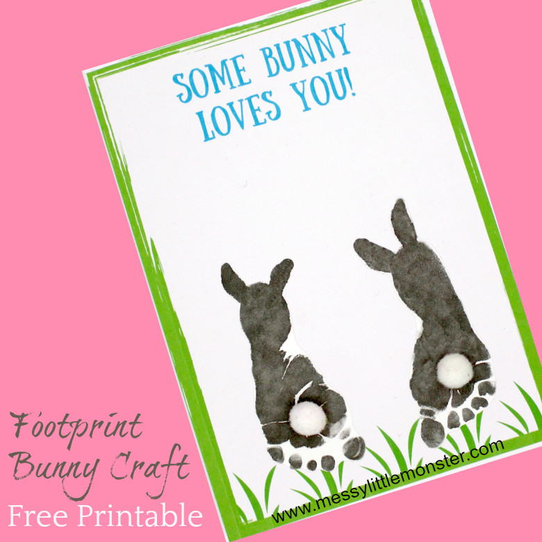 Baby Footprint Crafts
 Footprint Bunny Craft FREE printable keepsake card