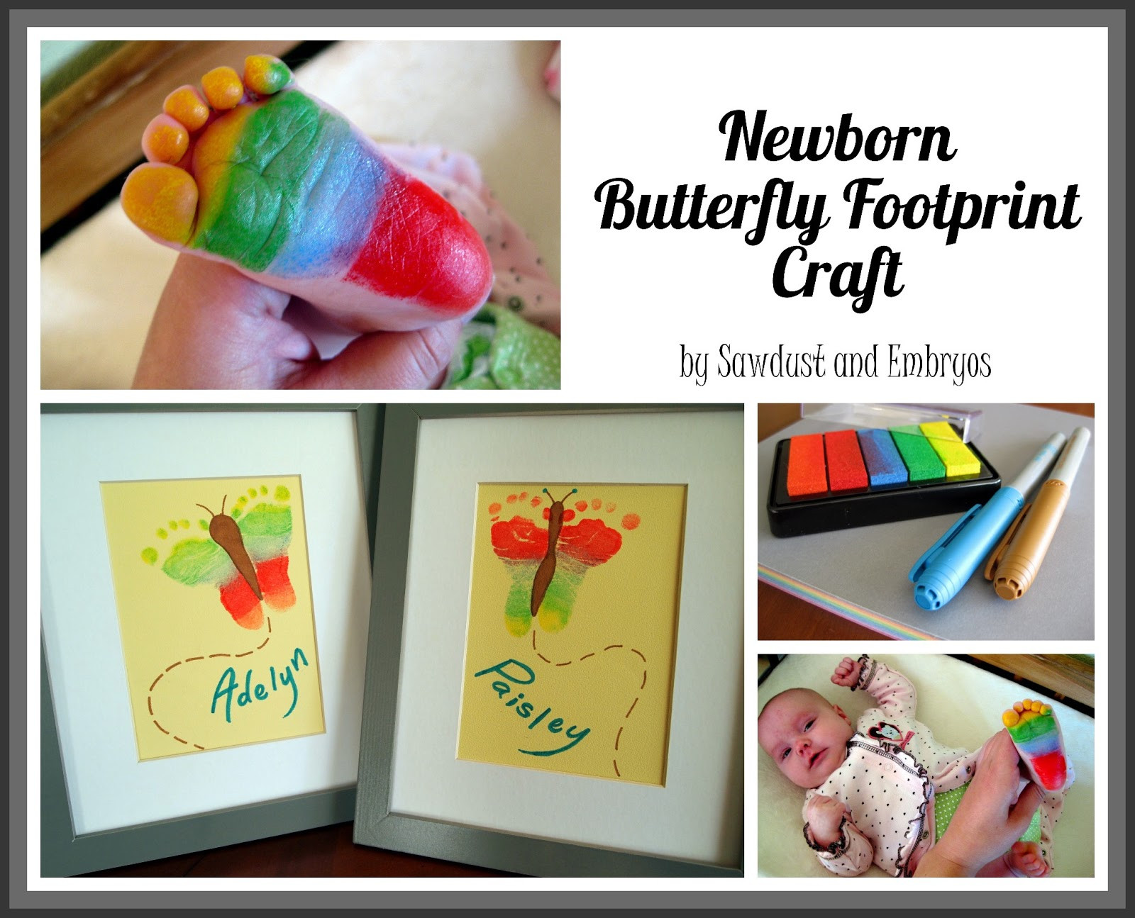 Baby Footprint Crafts
 Rainbow Butterfly Footprint Artwork Crafting with