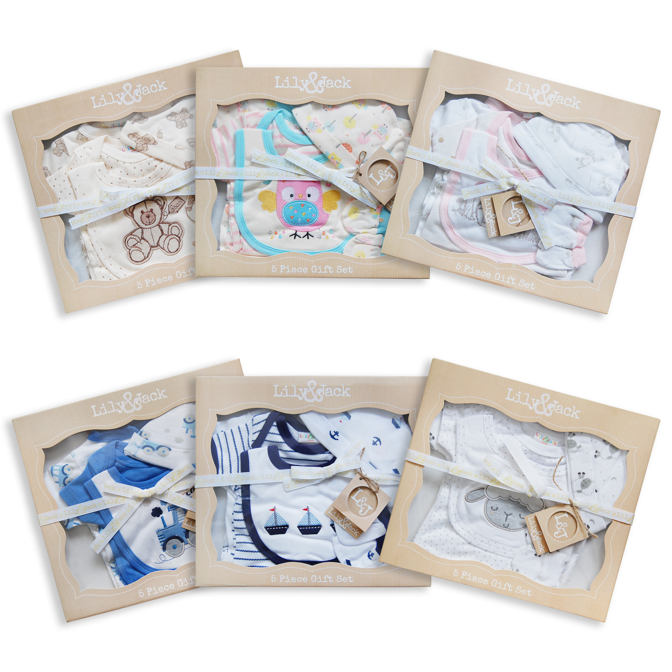 Baby Gift Set
 Luxury Newborn Baby Layette 5 Piece Designer Gift Set Box