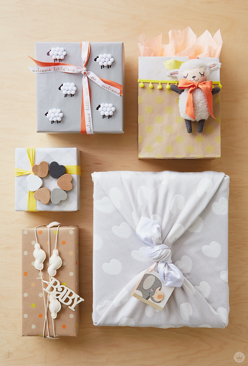 Baby Gift Wrapping Creative Ideas
 Baby t wrap ideas Showered with love Think Make