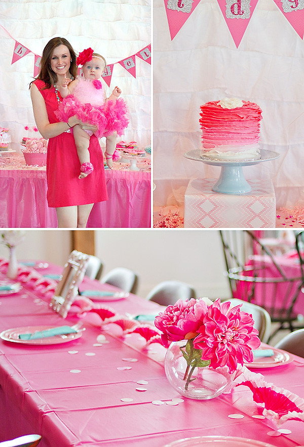 Baby Girl 1St Birthday Party Decorations
 Girly & PINK Ombre First Birthday Party – Hostess with the