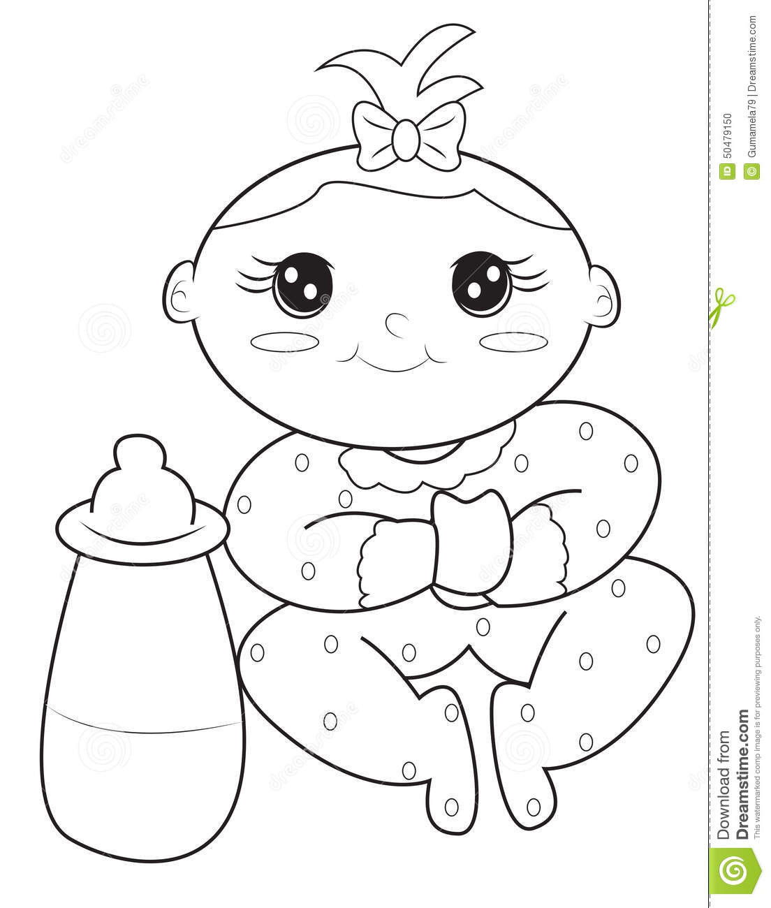 Baby Girl Coloring Page
 Baby Girl Coloring Page Stock Illustration Image