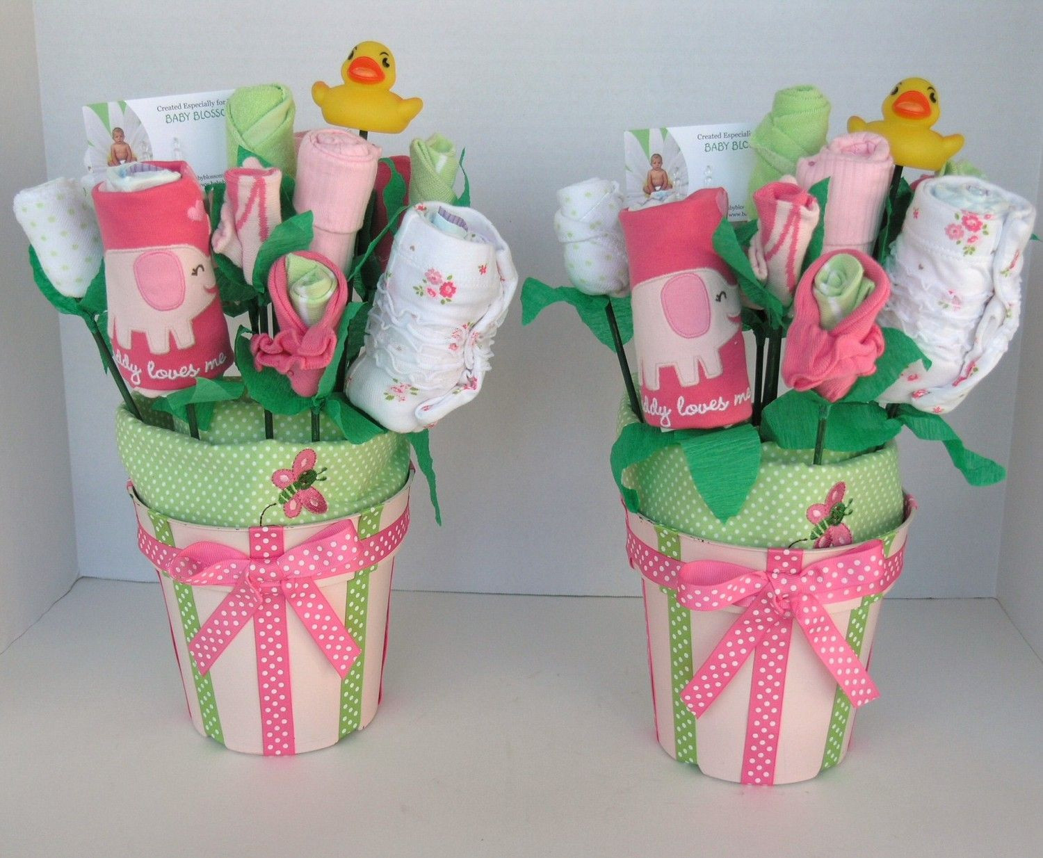 Baby Girl Gift Ideas Pinterest
 Baby Bouquets for Twin Girls Baby Shower Decor Unique
