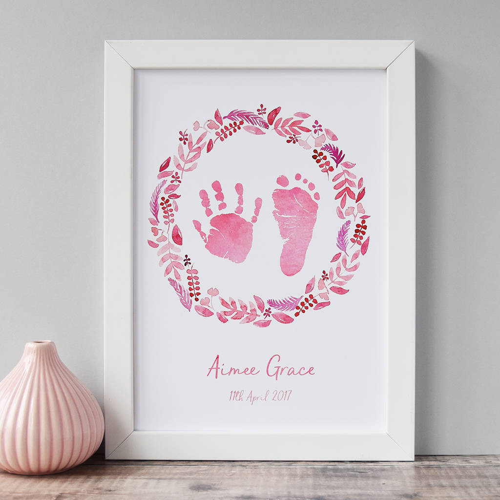 Baby Handprint Craft
 Child s Handprint And Footprint Wreath Print By Hold Upon