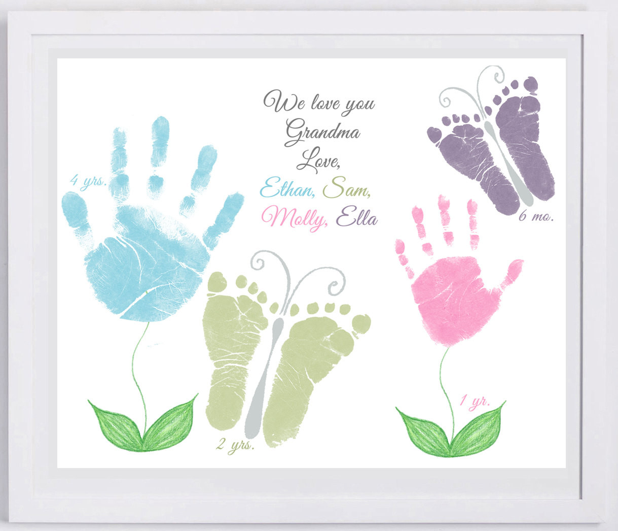 Baby Handprint Craft
 11x14 Flower and butterflies Handprint Art by Forever