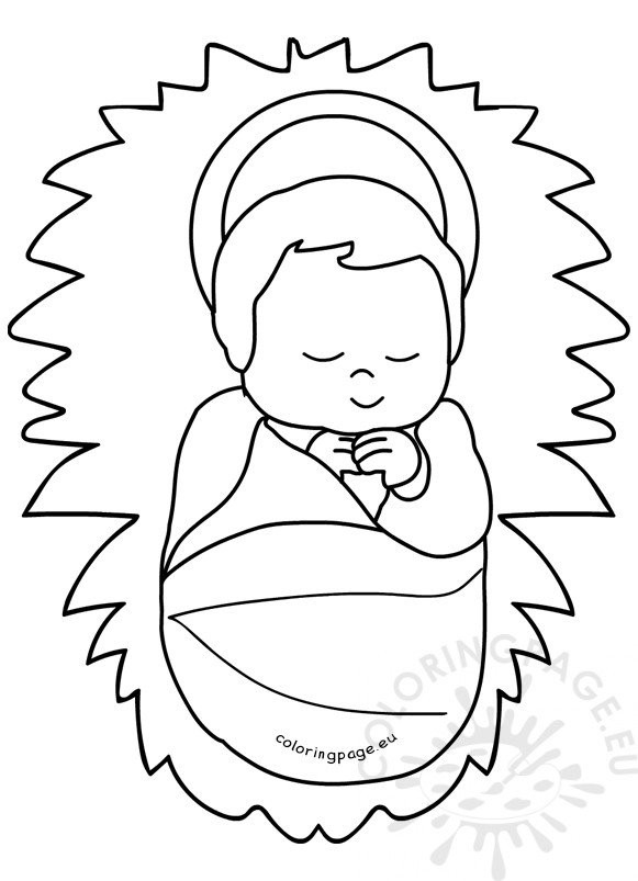 Baby Jesus In A Manger Coloring Pages
 Baby Jesus in a manger image printable – Coloring Page