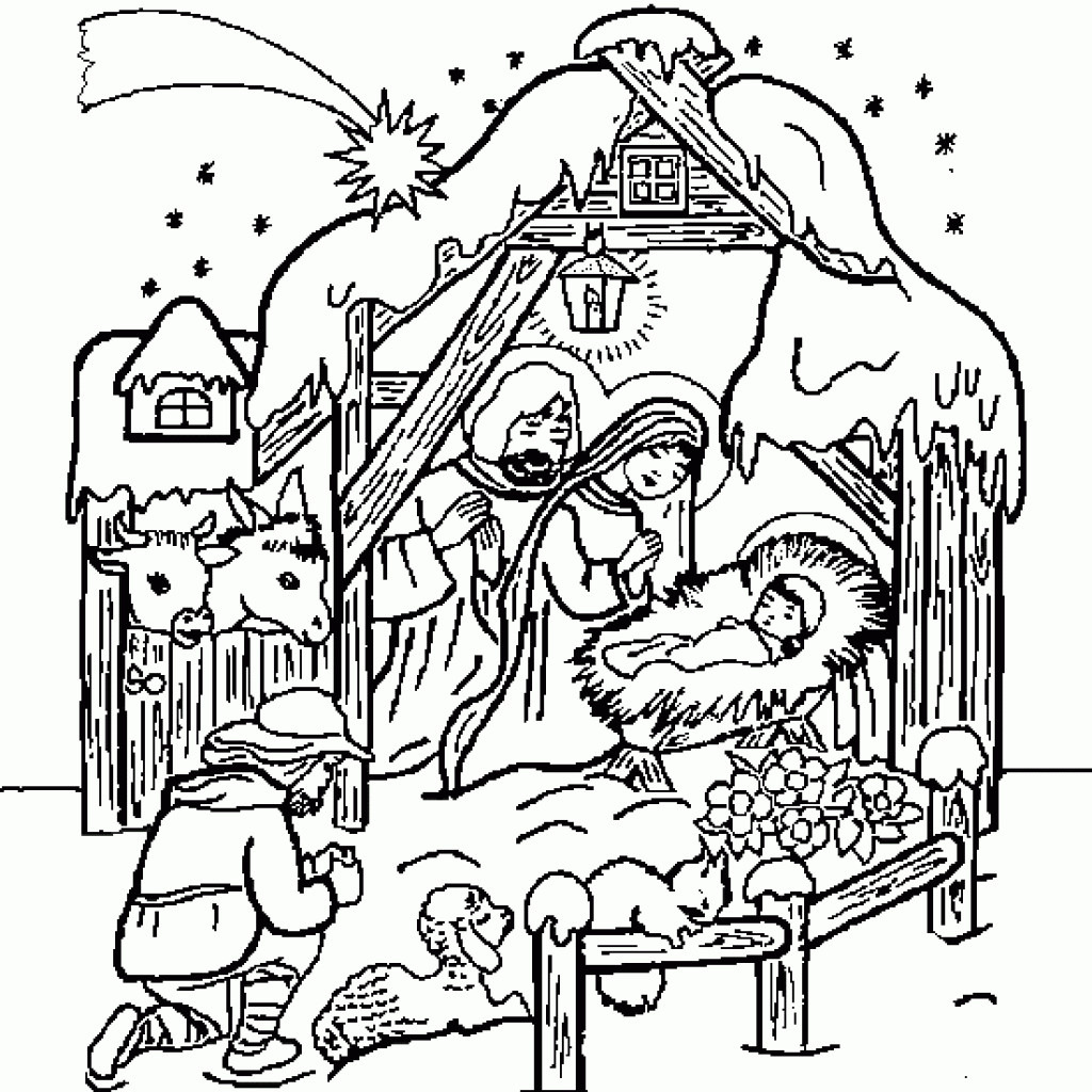 Baby Jesus In A Manger Coloring Pages
 Baby Jesus In Manger Drawing at GetDrawings