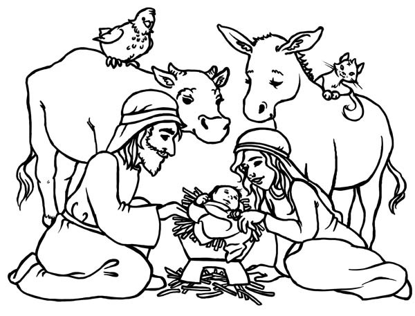 Baby Jesus In A Manger Coloring Pages
 Baby Jesus in a Manger in Nativity Coloring Page