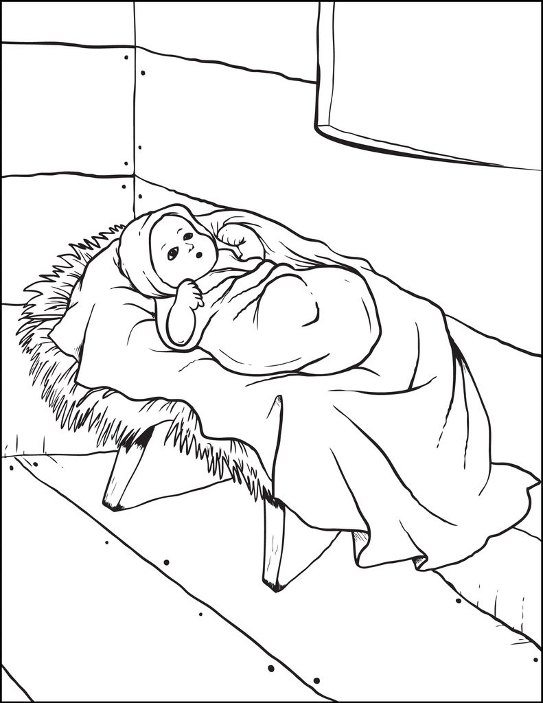Baby Jesus In A Manger Coloring Pages
 FREE Printable Baby Jesus In the Manger Christmas Coloring