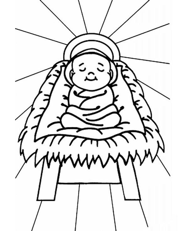 Baby Jesus In A Manger Coloring Pages
 Baby Jesus Sleep In A Manger Coloring Page Kids Play Color