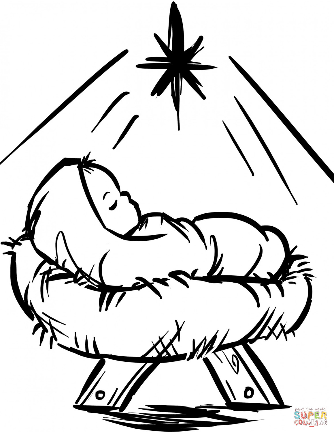 Baby Jesus In A Manger Coloring Pages
 Baby Jesus Manger Scene coloring page