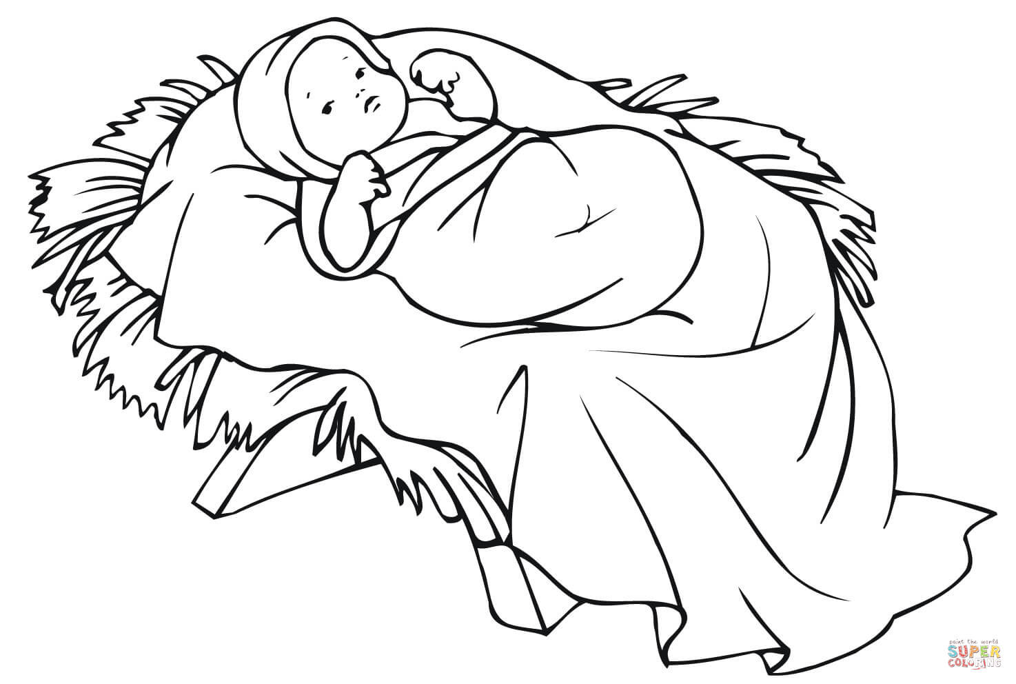 Baby Jesus In A Manger Coloring Pages
 Baby Jesus in a Manger coloring page