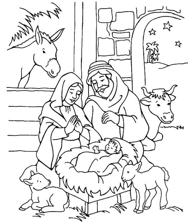 Baby Jesus In A Manger Coloring Pages
 Baby Jesus In Manger Drawing at GetDrawings