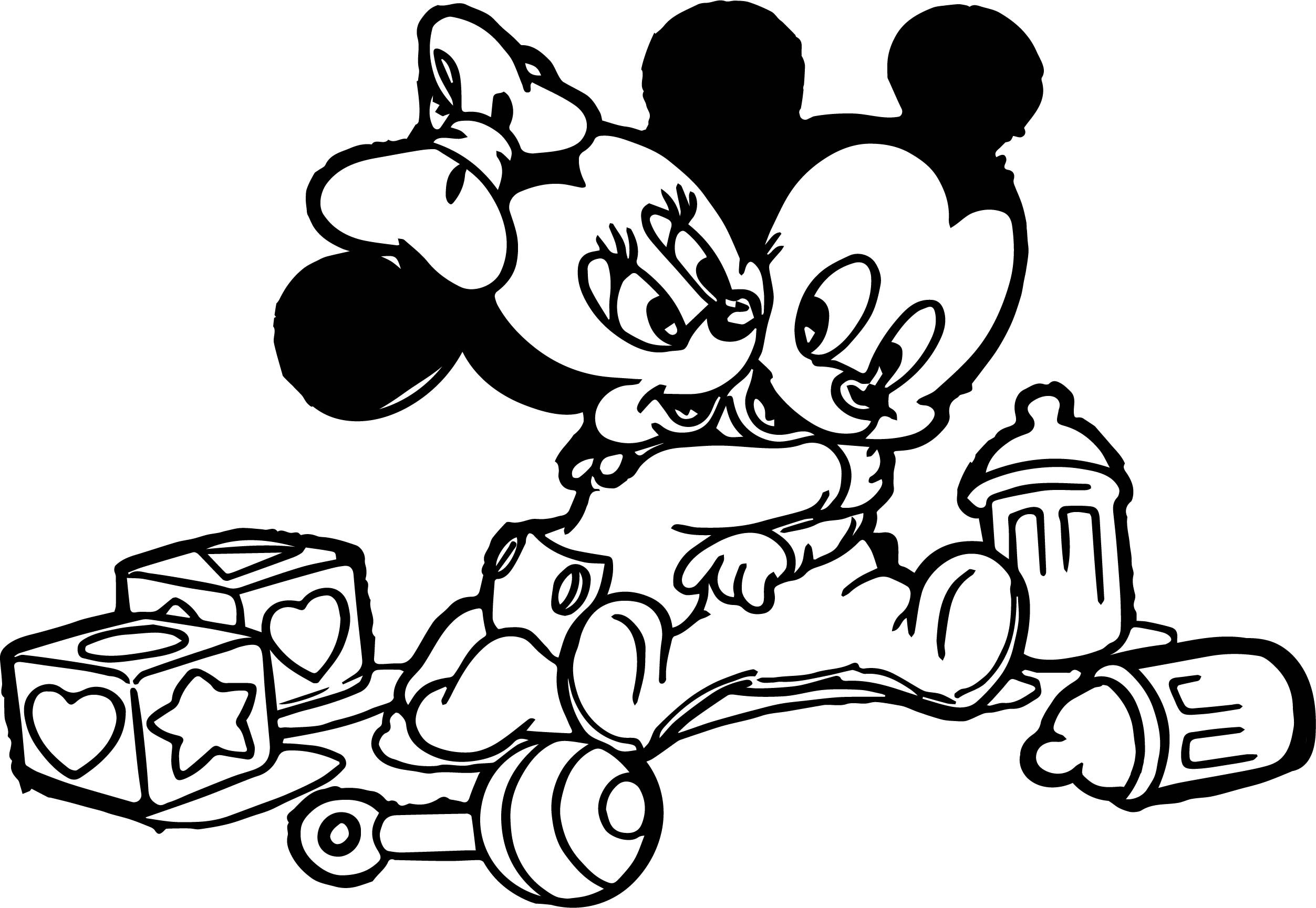 Baby Minnie Coloring Pages
 Baby Mickey Hug Minnie Coloring Page