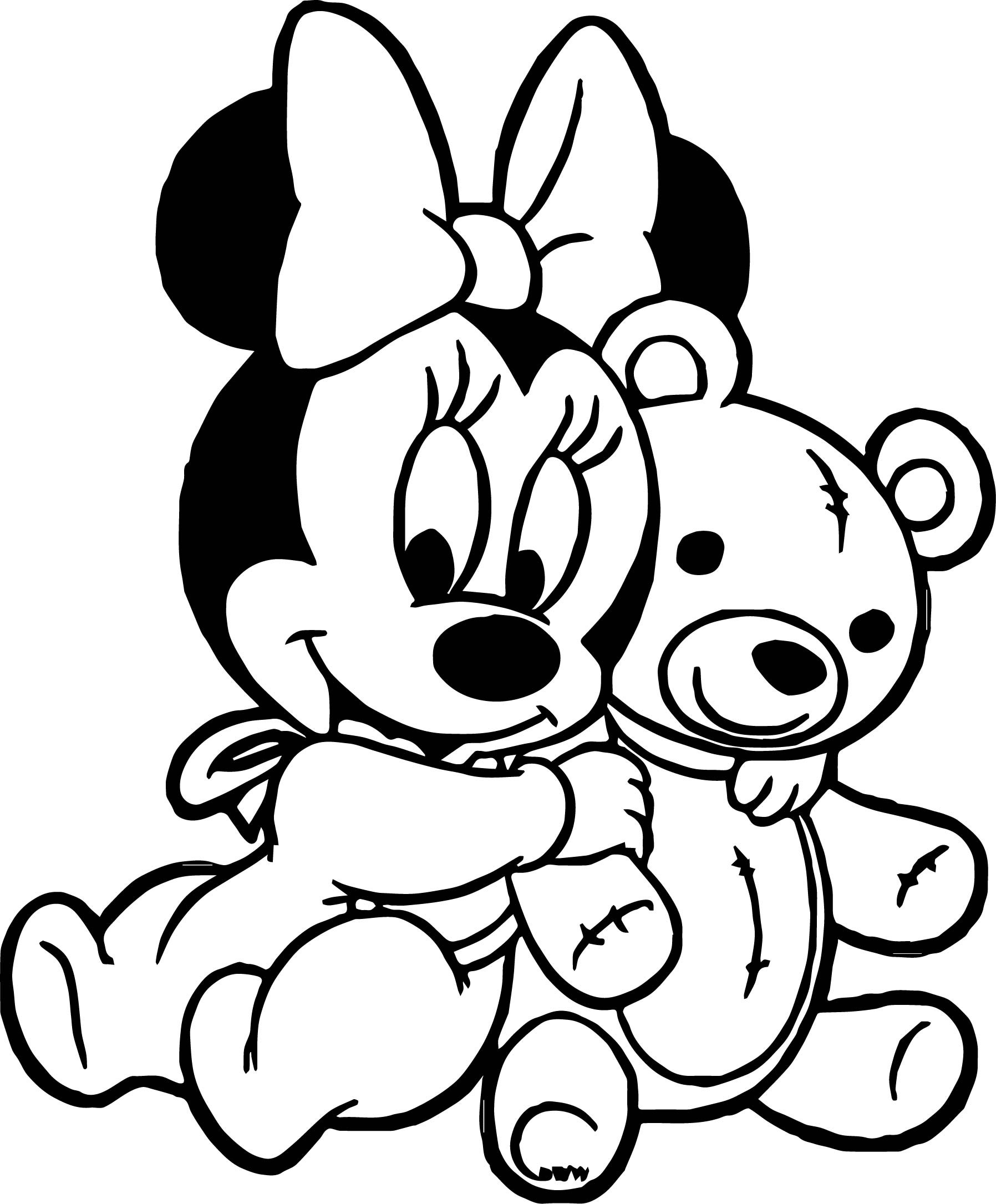 Baby Minnie Mouse Coloring Pages
 Baby Mickey Minnie Playing Bear Toy Coloring Page