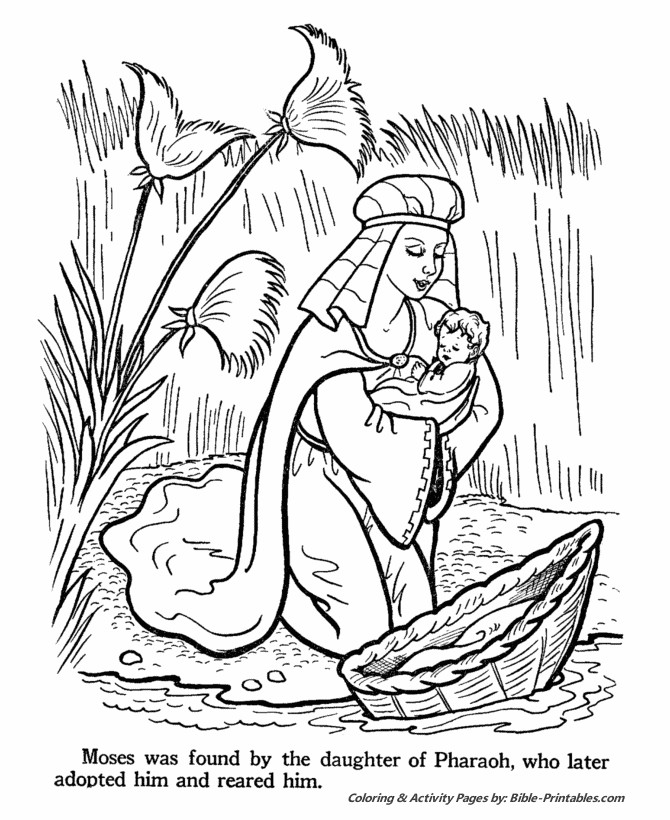 Baby Moses Coloring Sheets
 Baby Moses in the Nile Old Testament Coloring Pages