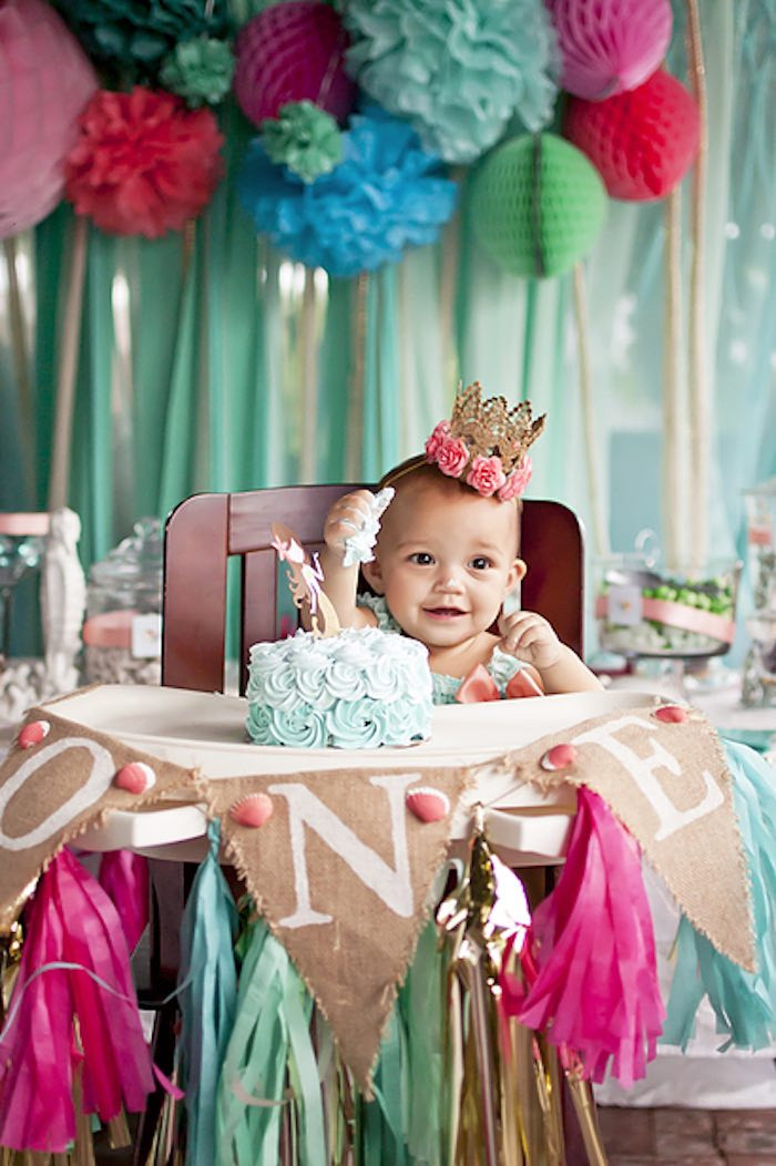 Baby Party Themes For 1St Birthdays
 Kara s Party Ideas Littlest Mermaid 1st Birthday Party