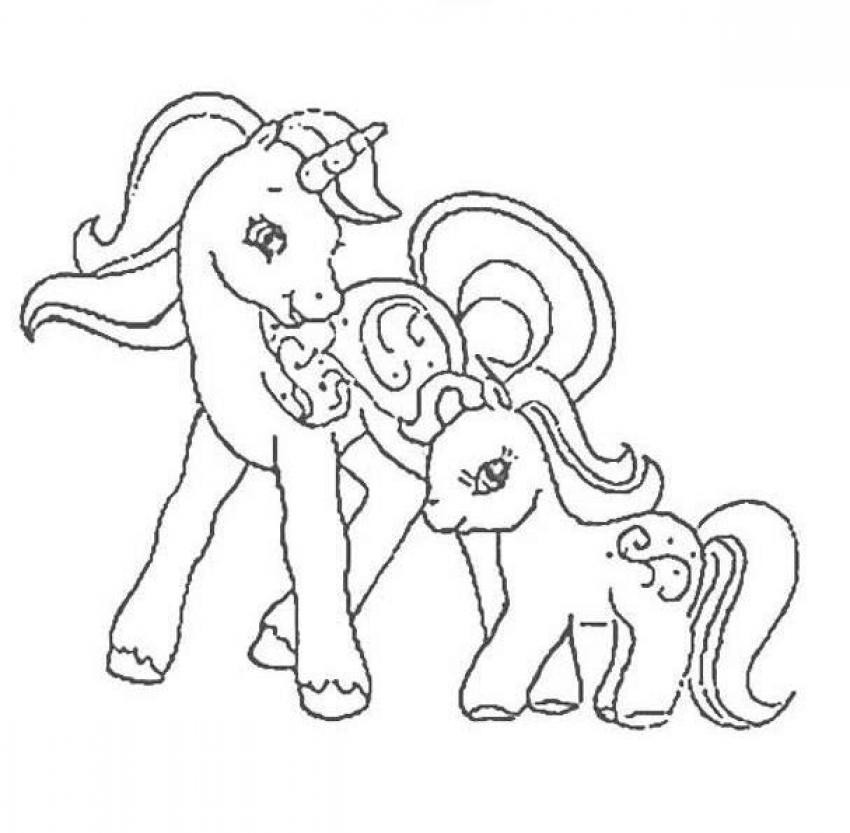 Baby Pony Coloring Pages
 Mother and her baby pony coloring pages Hellokids