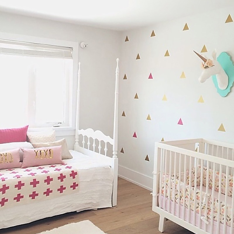 Baby Room Wall Decorations
 Nursery Decor Girl Little Triangles Wall Sticker For Kids