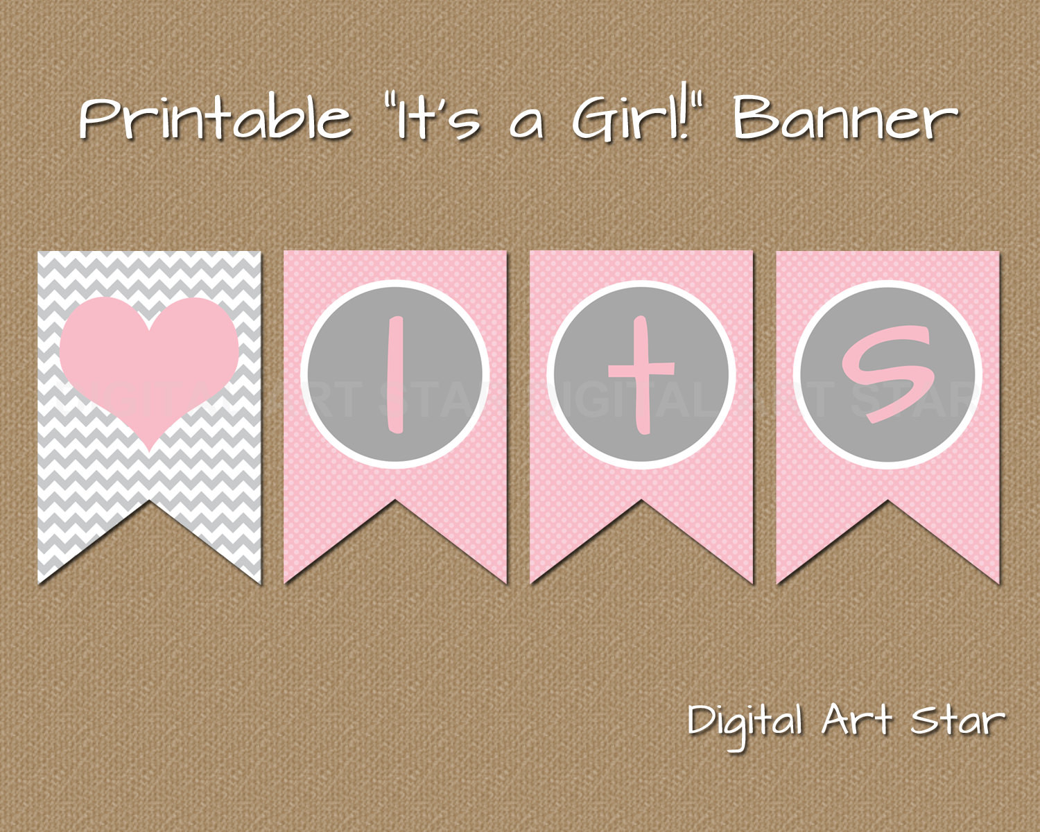 Baby Shower Banners Diy
 Printable Baby Shower Banner DIY Its a Girl Banner Pink