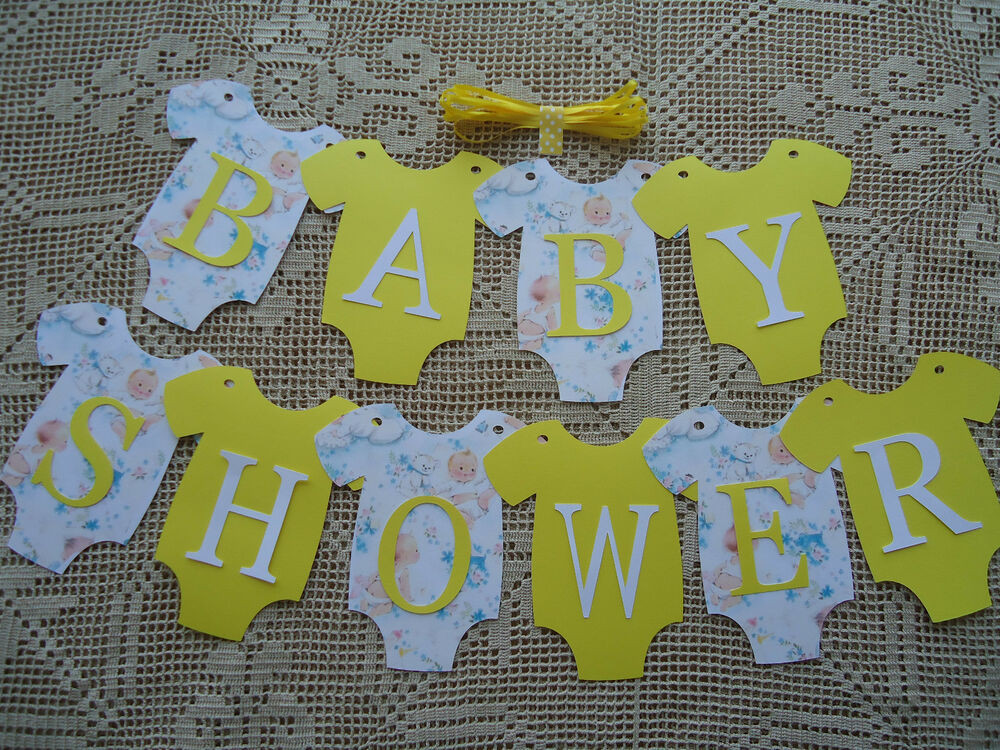 Baby Shower Banners Diy
 10 Bunting Flags Banners Garland BABY SHOWER Yellow Uni