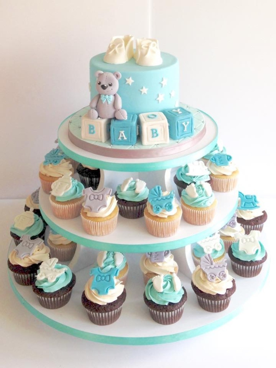 Baby Shower Cakes And Cupcakes
 Baby Boy Cake And Cupcakes CakeCentral