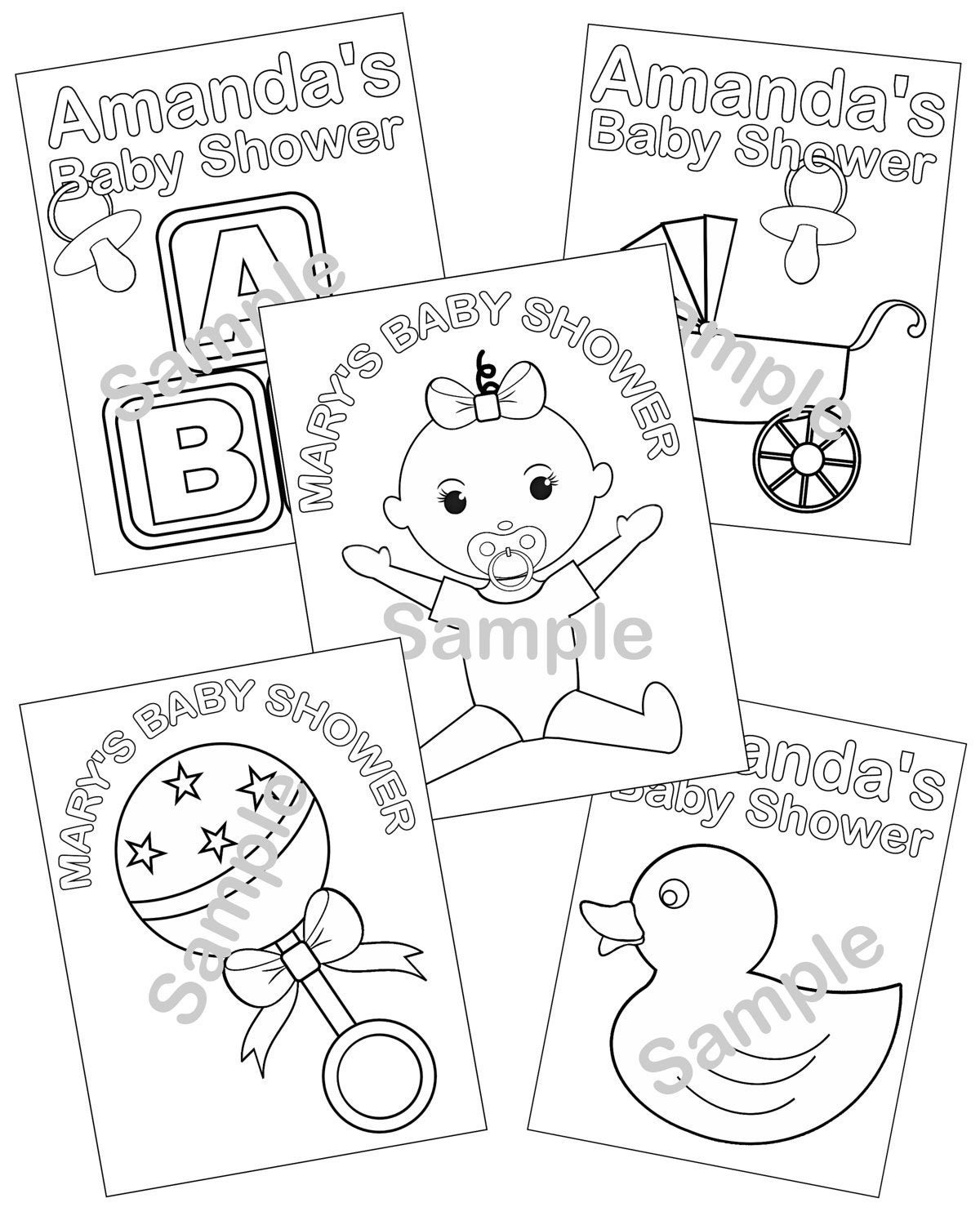 Baby Shower Coloring
 5 Personalized Printable Baby Shower Favor childrens kids
