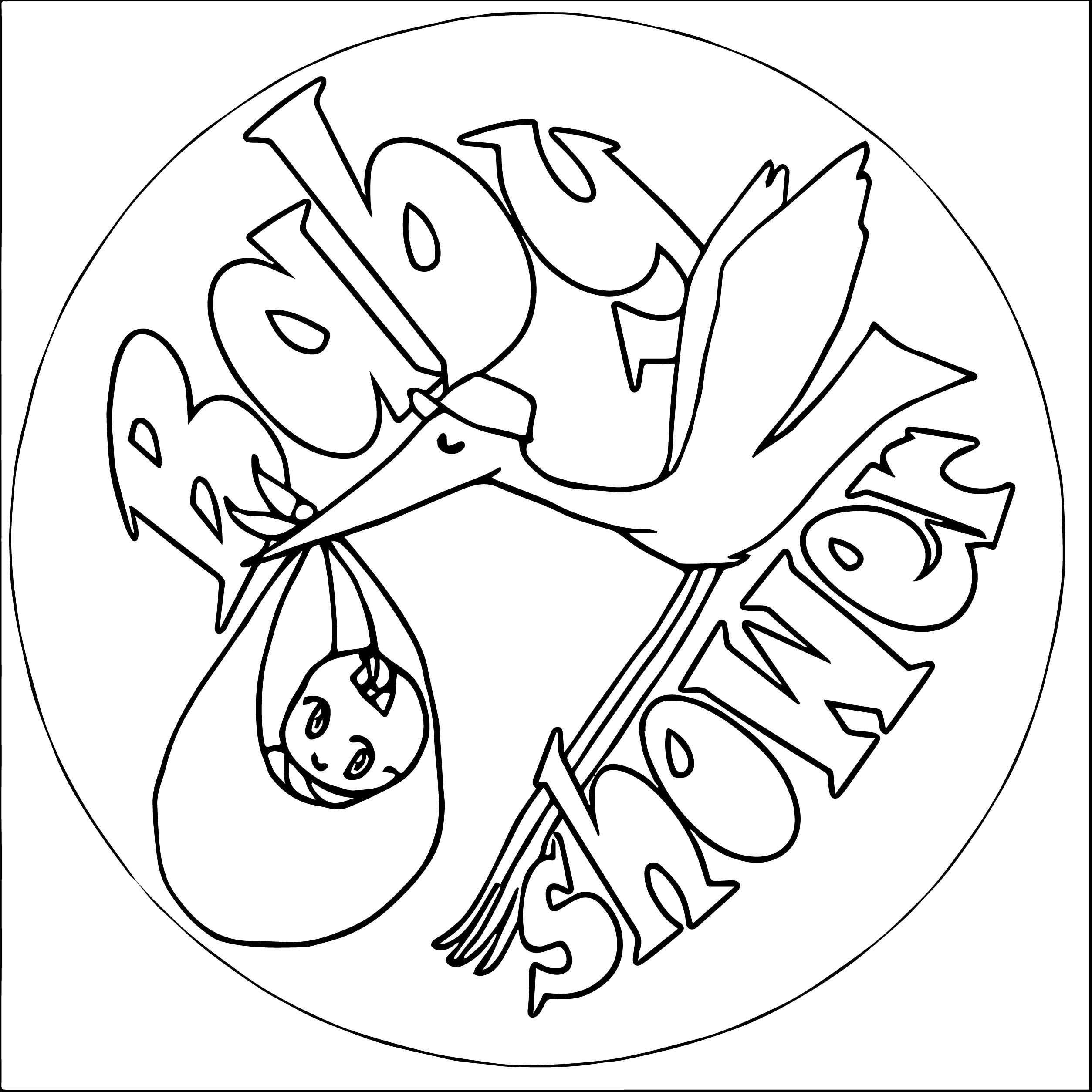 Baby Shower Coloring
 Baby Shower Bird Transport Coloring Page