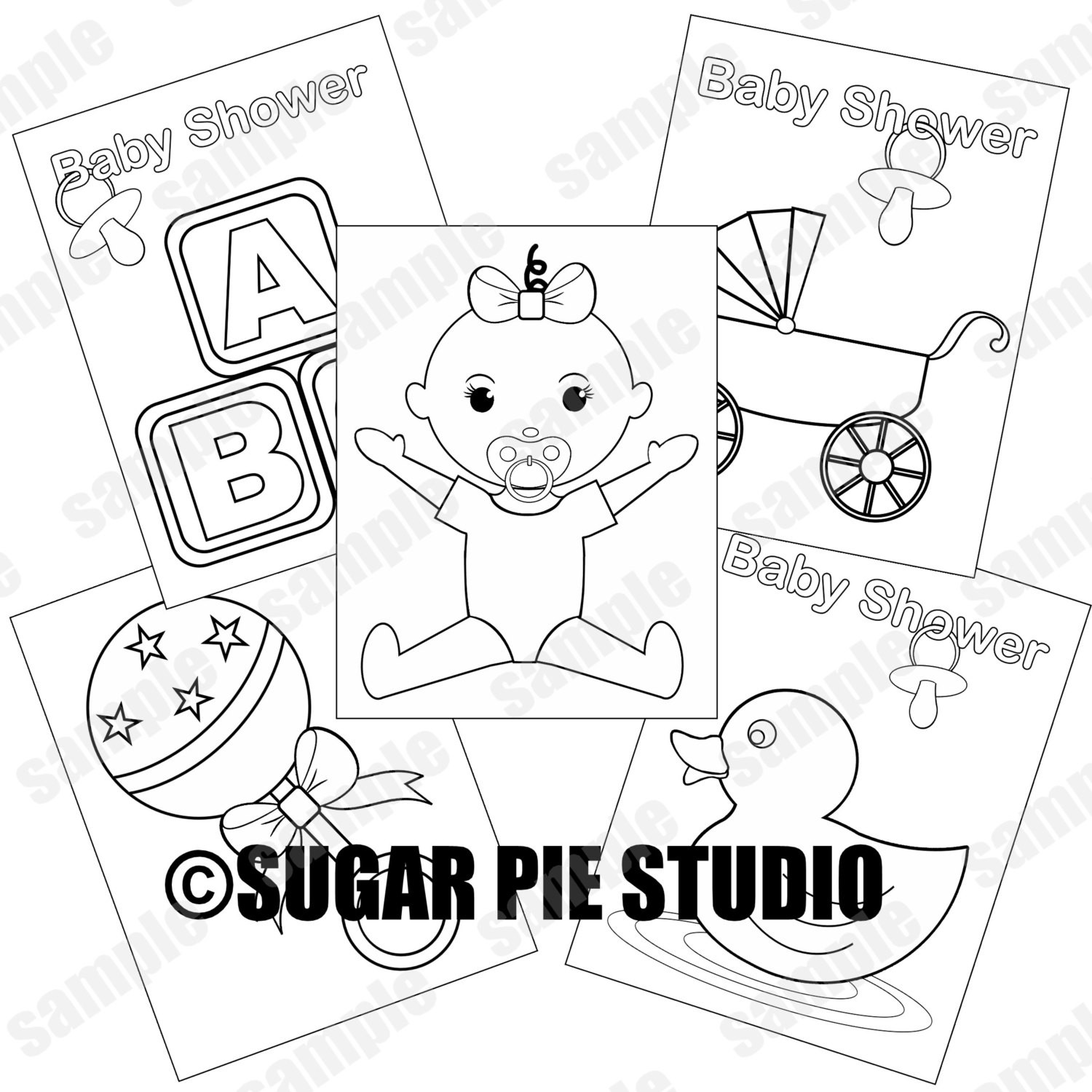 Baby Shower Coloring
 Baby shower coloring pages baby girl party favor kids