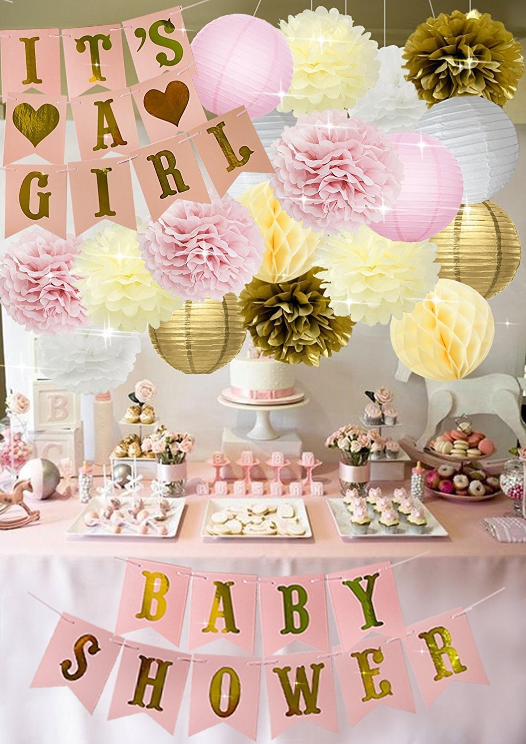 Baby Shower Decorating Ideas For A Girl
 Baby Shower Decorations BABY SHOWER IT S A GIRL Garland
