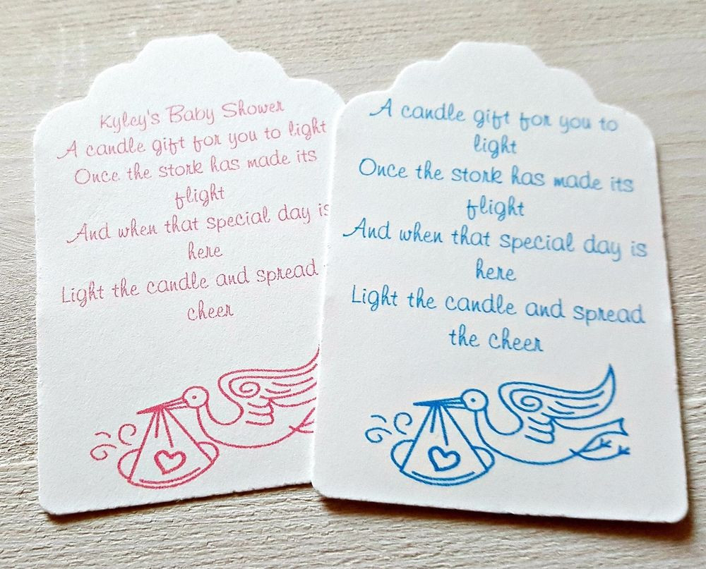 Baby Shower Gift Poems
 BABY SHOWER CANDLE POEM FAVOUR TAGS STORK DESIGN BOY OR